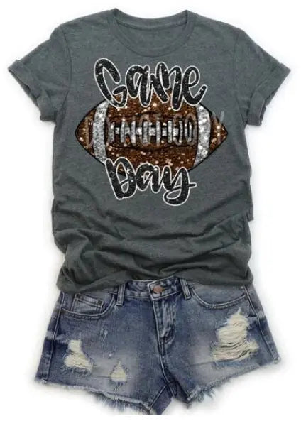 Game Day Glitter Football Graphic T-Shirt, Tee, top The Pink Hound Boutique