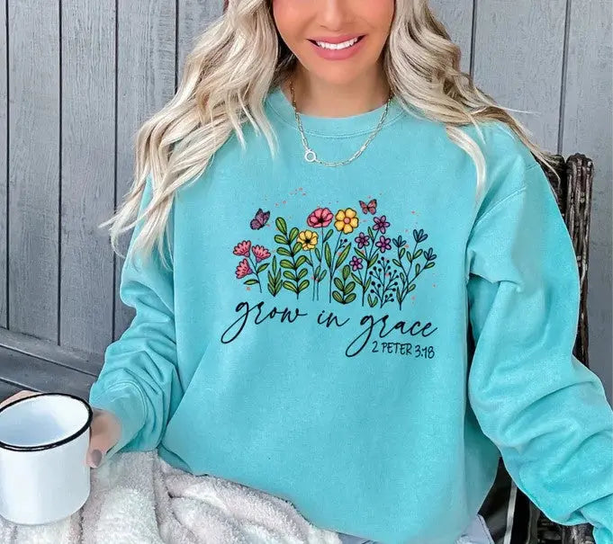 Grow In Grace Sweatshirt The Pink Hound Boutique
