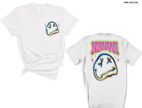 Nirvana Melting Smiley Face Graphic T-Shirt, Tee, Top The Pink Hound Boutique